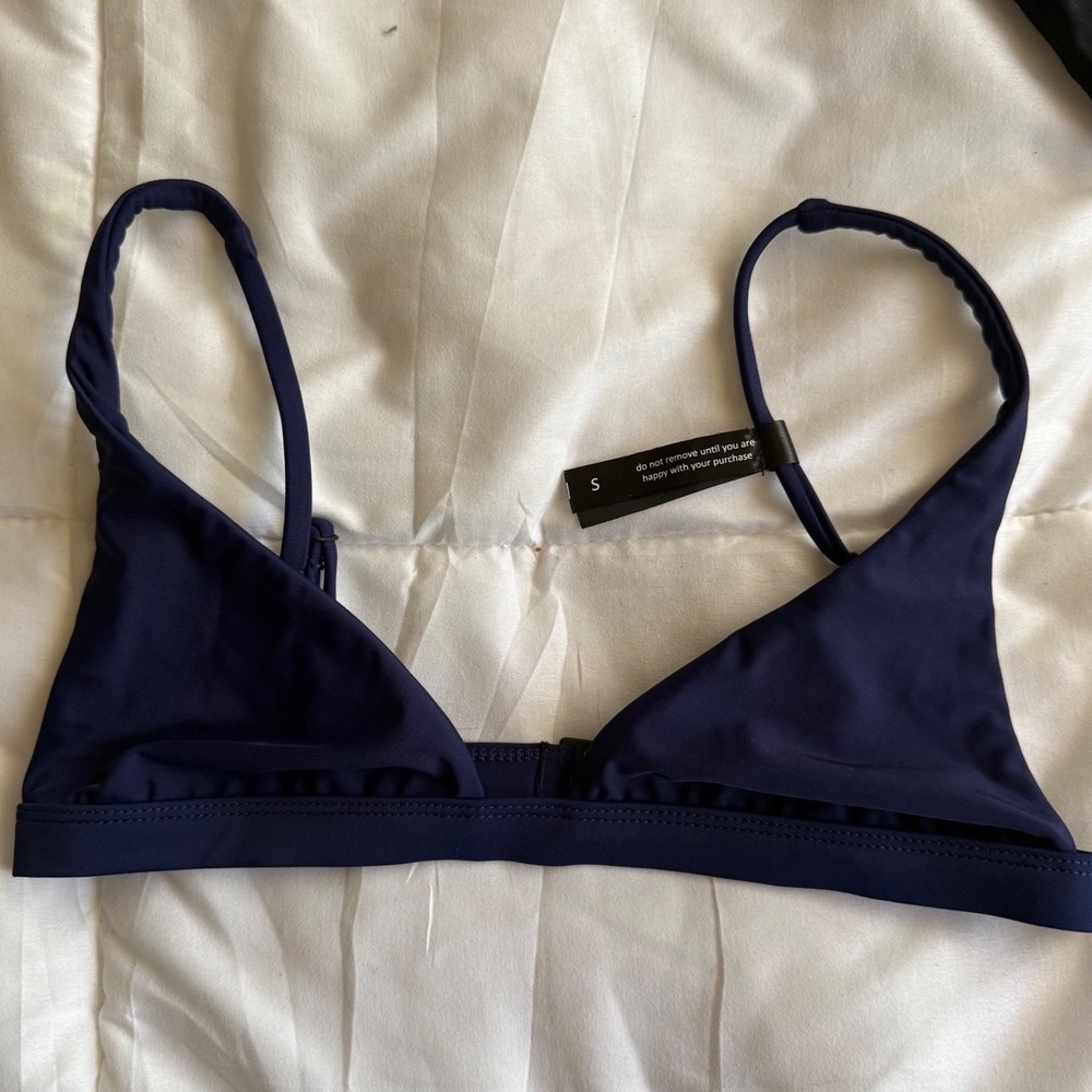 Women's Navy Blue Triangle Bikini Top Size S